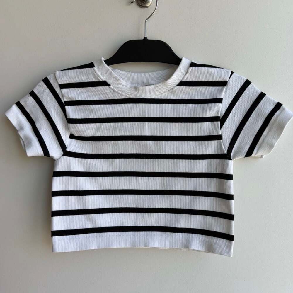 Boom Boom Jeans Striped Ribbed Crop Top Size S